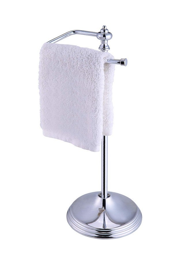 SunnyPoint Heavy Weight Classic Decorative Metal Fingertip Towel Holder Stand for Bathroom, Kitchen, Vanity and Countertops; Hanging Bar is 14.2" Height. (Chrome, 15.6" x 5.6" x 5.6") - Image 1