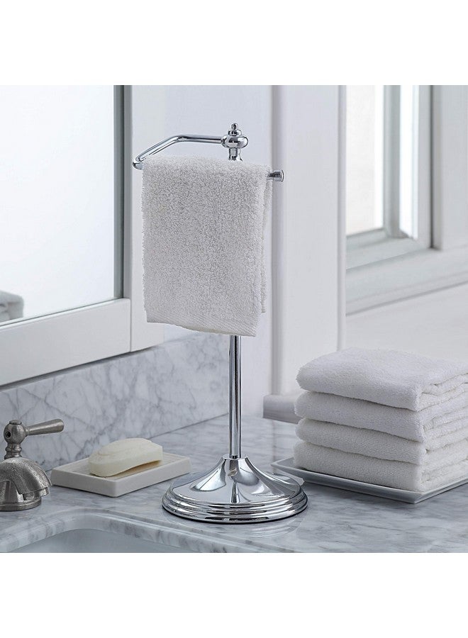 SunnyPoint Heavy Weight Classic Decorative Metal Fingertip Towel Holder Stand for Bathroom, Kitchen, Vanity and Countertops; Hanging Bar is 14.2" Height. (Chrome, 15.6" x 5.6" x 5.6") - Image 3