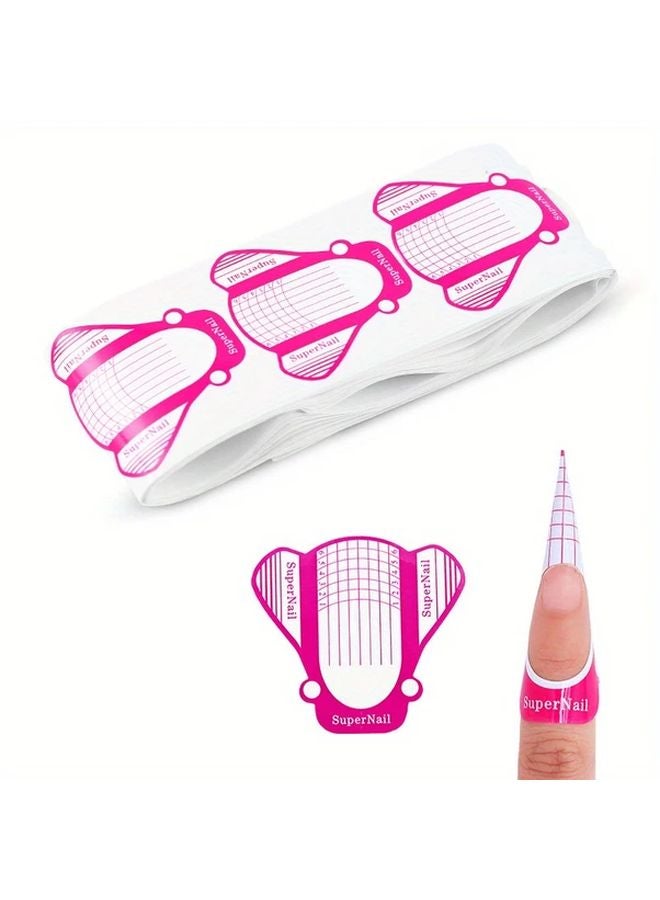 وردي 100 قطعة قوالب أظافر فرنسية أشكال تمديد الجل الأكريليكي استنسل تجعيد فن طلاء الأظافر قوالب مانيكير فنية - Image 2