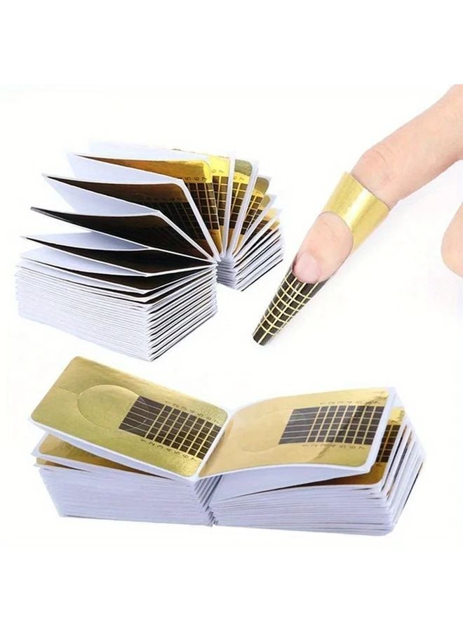 وردي 100 قطعة قوالب أظافر فرنسية أشكال تمديد الجل الأكريليكي استنسل تجعيد فن طلاء الأظافر قوالب مانيكير فنية - Image 3