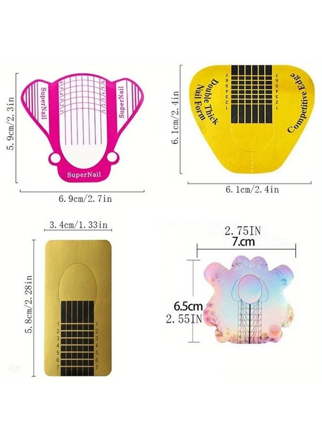 وردي 100 قطعة قوالب أظافر فرنسية أشكال تمديد الجل الأكريليكي استنسل تجعيد فن طلاء الأظافر قوالب مانيكير فنية - Image 5