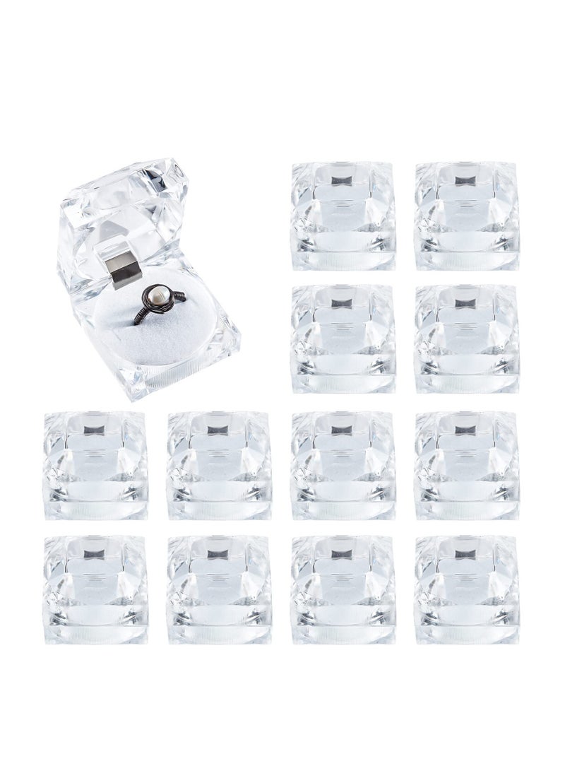 Crystal Ring Gift Boxes - 12pcs Square Jewelry Storage Box with Foam Insert for Engagement, Wedding, Proposal, Earrings, and Gifts - Image 1