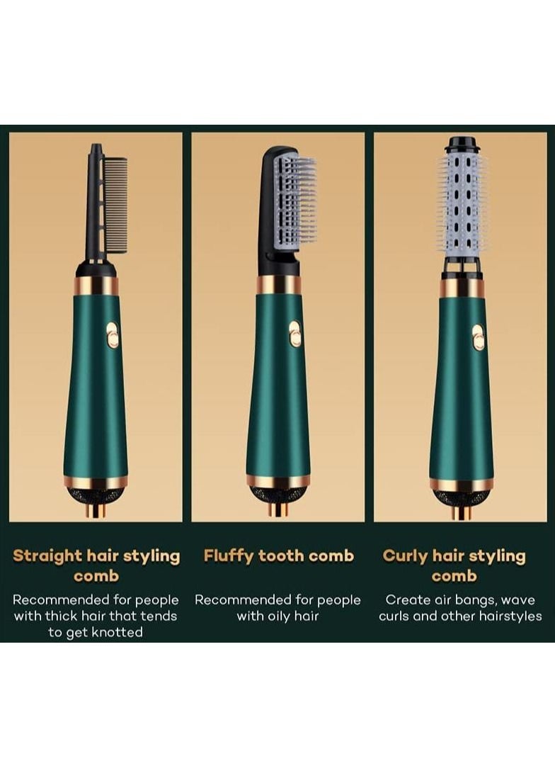 Generic - 2PCS Ceramic Hair Curler Irons Hair Wave Waver Hair Styler Wand 3 In 1 Hair Dryer Brush One Step Hair Dryer Brush (green) - Image 1