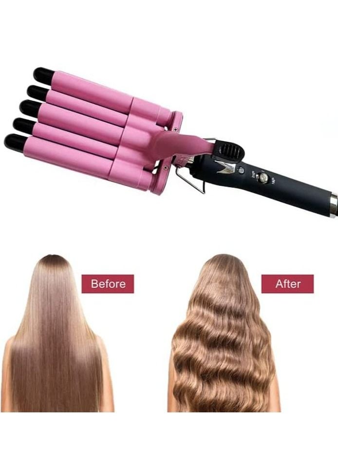 Generic - 2PCS Ceramic Hair Curler Irons Hair Wave Waver Hair Styler Wand 3 In 1 Hair Dryer Brush One Step Hair Dryer Brush (green) - Image 1