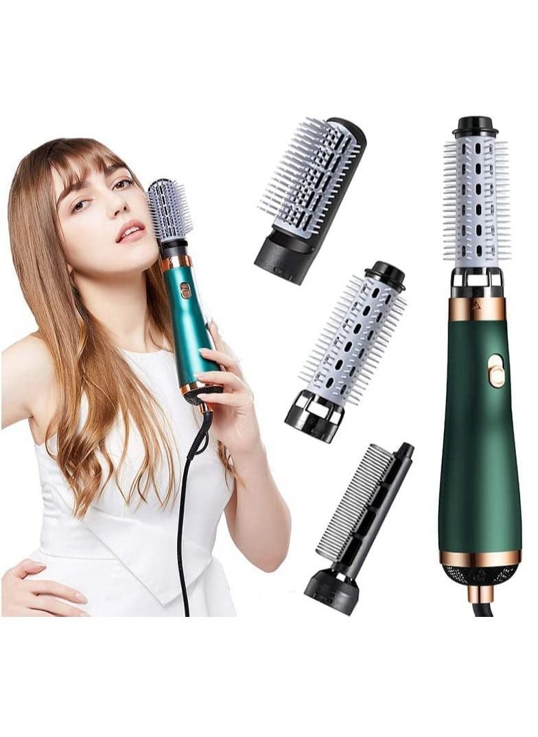 Generic - 2PCS Ceramic Hair Curler Irons Hair Wave Waver Hair Styler Wand 3 In 1 Hair Dryer Brush One Step Hair Dryer Brush (green) - Image 1
