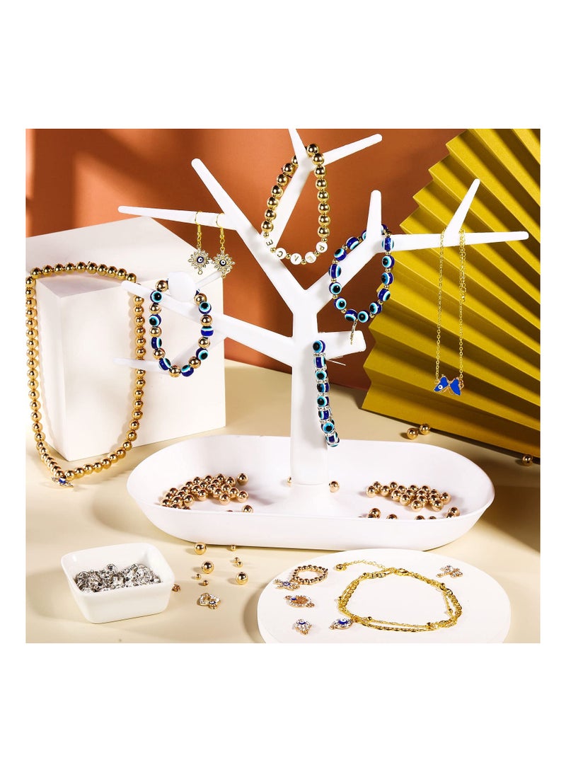 Zikra 920 Pieces Eye Beads Kits Includes 20 Eye Rhinestone Charms 100 Eye Beads,100 Rondelle Spacer Bead, 500 4mm and 200 8mm Round Beaded (Gold) - Image 5