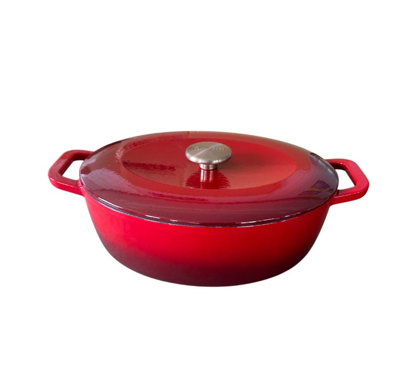 Rossetti Gusto Cast Iron 30cm Cranberry Red Oval Casserole Cookware - Image 3