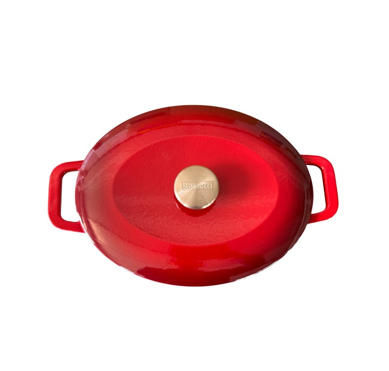 Rossetti Gusto Cast Iron 30cm Cranberry Red Oval Casserole Cookware - Image 2