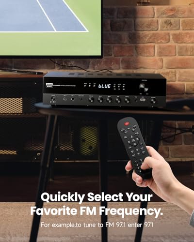 Donner Stereo Receivers, 5.1 Channel Audio Amplifier with Bluetooth 5.3, Optical/Coaxial, USB, FM, 2 Mic-in, Echo, RCA, AC-3 Input for Home, Karaoke, Theater Speakers, 60W/4R & 25W×3 RMS, MAMP4 - Image 5