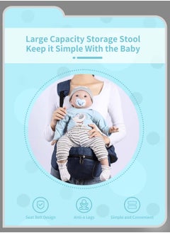Moovant Baby Holder Carrier, Toddler Side Hip Seat, Lightweight Adjustable Baby Hip Seat, Storage Waist Stool, Widened Waist Belt, Labor-Saving Carrier, Blue  - Image 4