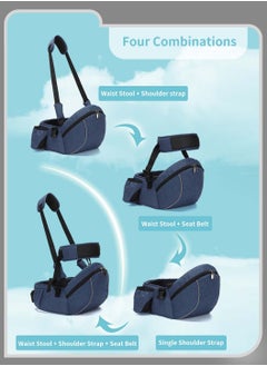 Moovant Baby Holder Carrier, Toddler Side Hip Seat, Lightweight Adjustable Baby Hip Seat, Storage Waist Stool, Widened Waist Belt, Labor-Saving Carrier, Blue  - Image 5