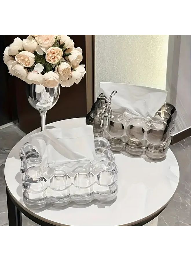 Transparent Black Modern Tissue Box Holder Durable Plastic Rectangular Napkin Organizer with Dome Lid - Image 3