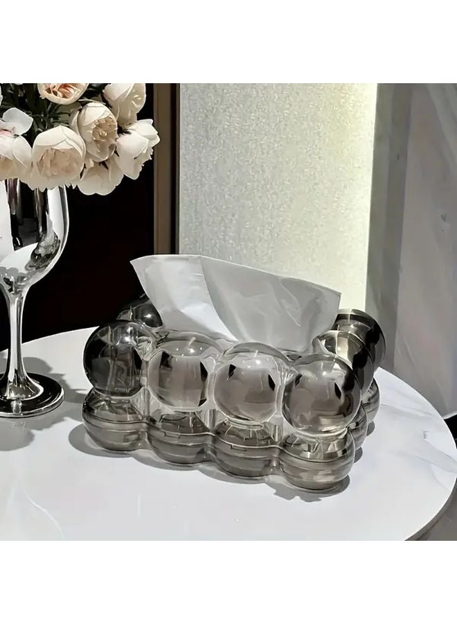 Transparent Black Modern Tissue Box Holder Durable Plastic Rectangular Napkin Organizer with Dome Lid - Image 1