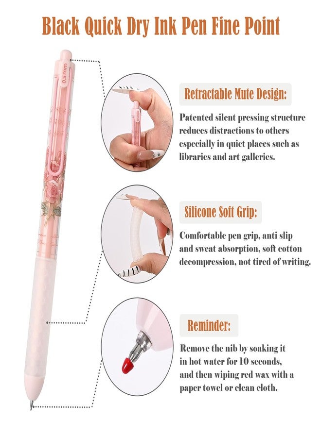 BAYTORY 8Pcs Retractable Gel Pens, Scented Ink Pens, Smooth Writing Black Ink Pen with Aesthetic Pen Barrel for Journaling Note Taking Sketching (Pink) - Image 5