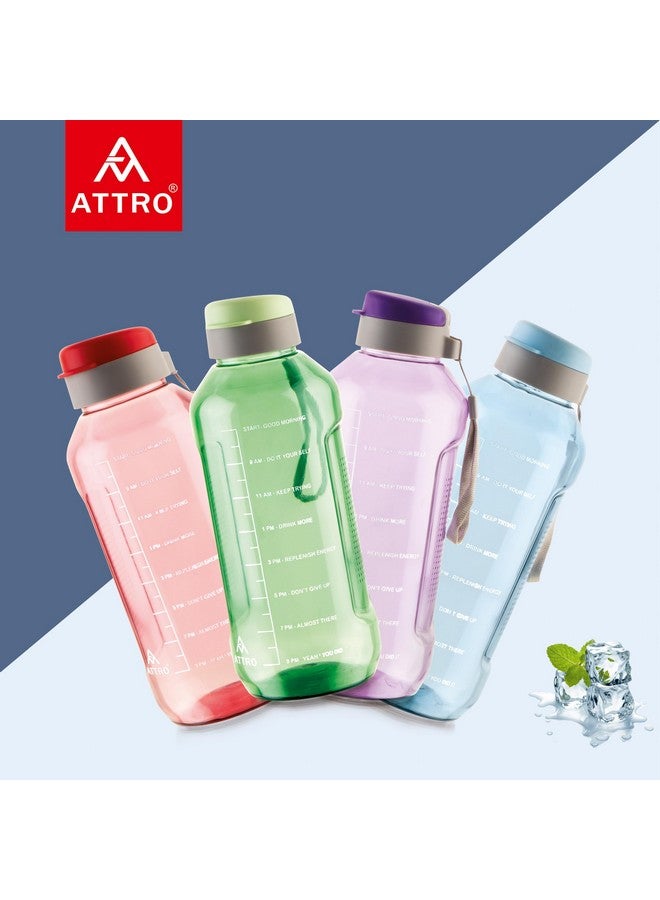 ATTRO Ultra Pro Motivational 1.5 L BPA-Free Water Bottle with Leak-Proof Flip-Top Cap, Nylon Strap and Stylish Color for Daily Hydration- Blue, Plastic - Image 4