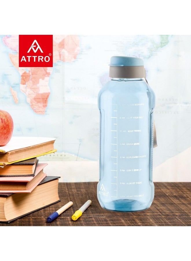ATTRO Ultra Pro Motivational 1.5 L BPA-Free Water Bottle with Leak-Proof Flip-Top Cap, Nylon Strap and Stylish Color for Daily Hydration- Blue, Plastic - Image 2