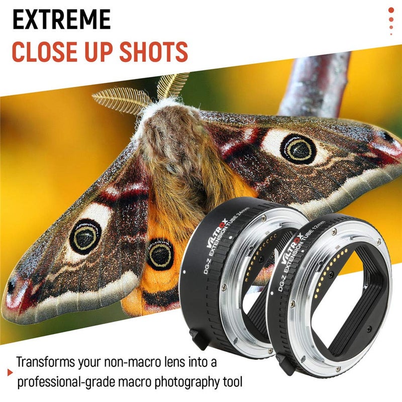 VILTROX DG-Z Auto Focus AF Macro Extension Tube Ring Set 12mm,24mm for Nikon Z-Mount Mirrorless Camera Zfc Z5 Z50 Z6 Z6II Z7 Z7II for Macro Photography - Image 3