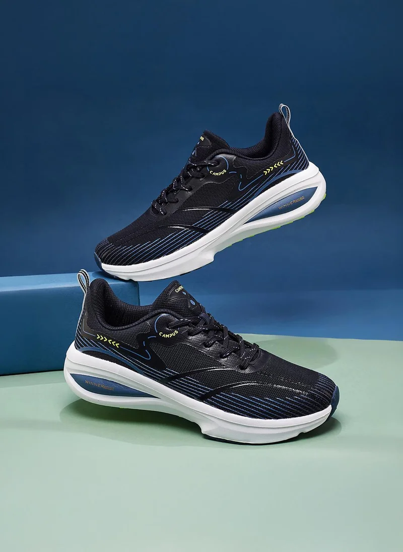 CAMPUS Men Glitch Memory Foam Lace-Up Running Shoes-Navy