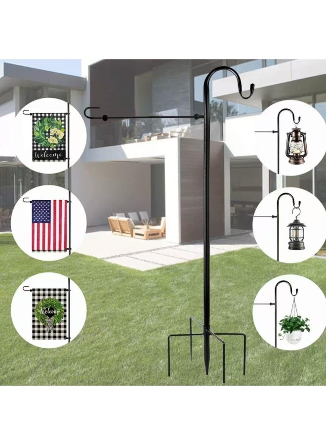 Generic Heavy Duty Rust Proof Iron Metal Shepherd Hook for Outdoor Garden Flagpole Decorative Ground Insert Stake Flagpole with Hanging Lights  - Image 2