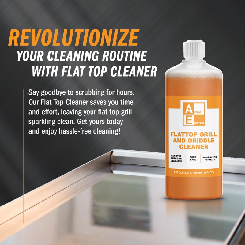 Active Element Flat Top Grill Cleaner - Griddle Cleaner - 32 floz bottle - Removes Burnt On Organics - Food Safe Ingredients - Non-Caustic Formula - Blackstone Cleaner - Image 2