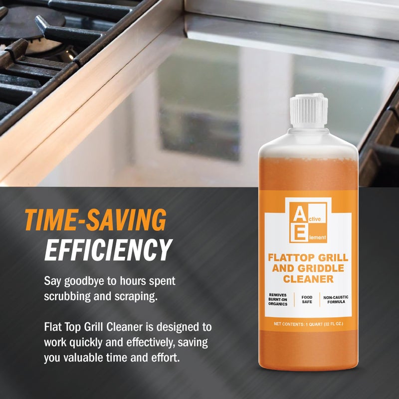 Active Element Flat Top Grill Cleaner - Griddle Cleaner - 32 floz bottle - Removes Burnt On Organics - Food Safe Ingredients - Non-Caustic Formula - Blackstone Cleaner - Image 5