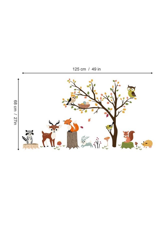 decalmile Woodland Wall Decals Animals Tree Owl Fox Deer Wall Stickers Kids Bedroom Baby Nursery Wall Decor - Image 5