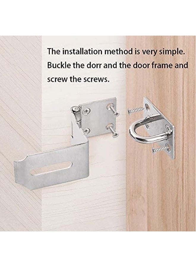 HOWDIA 4 Inch Door Hasp Latch 90 Degree, Stainless Steel Safety Right Angle Padlock Hasp Locking Latch Security Door Clasp Hasp Lock Latch for Push/Sliding/Barn Door, 2mm Thick, Brushed Silver - Image 3