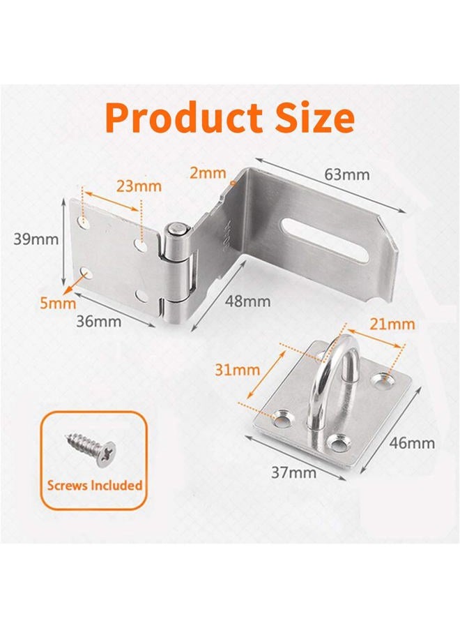 HOWDIA 4 Inch Door Hasp Latch 90 Degree, Stainless Steel Safety Right Angle Padlock Hasp Locking Latch Security Door Clasp Hasp Lock Latch for Push/Sliding/Barn Door, 2mm Thick, Brushed Silver - Image 2