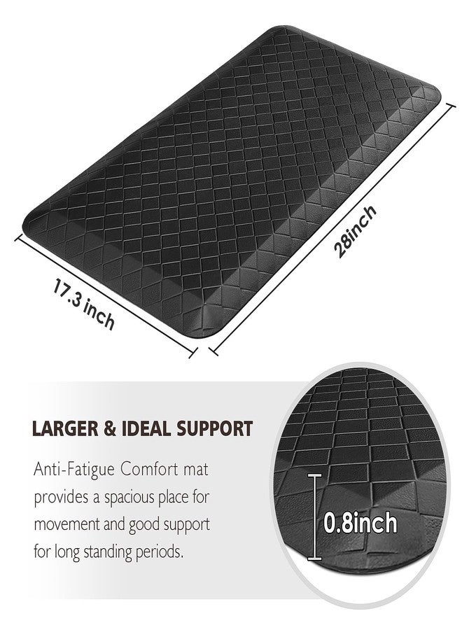 HappyTrends Kitchen Floor Mat - 4/5 Inch Thick Anti-Fatigue Kitchen Rug,Waterproof Non-Slip Kitchen Mats and Rugs Heavy Duty Ergonomic Comfort Rug for Kitchen,Office,Sink,Laundry,(17.3" x 28", Black) - Image 2