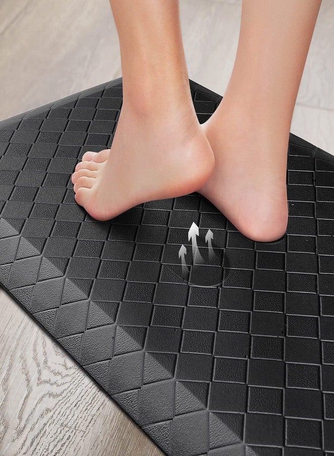 HappyTrends Kitchen Floor Mat - 4/5 Inch Thick Anti-Fatigue Kitchen Rug,Waterproof Non-Slip Kitchen Mats and Rugs Heavy Duty Ergonomic Comfort Rug for Kitchen,Office,Sink,Laundry,(17.3" x 28", Black) - Image 4