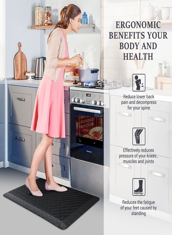 HappyTrends Kitchen Floor Mat - 4/5 Inch Thick Anti-Fatigue Kitchen Rug,Waterproof Non-Slip Kitchen Mats and Rugs Heavy Duty Ergonomic Comfort Rug for Kitchen,Office,Sink,Laundry,(17.3" x 28", Black) - Image 5