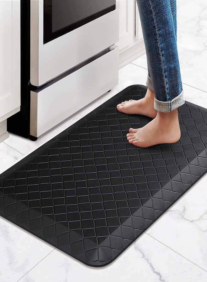 HappyTrends Kitchen Floor Mat - 4/5 Inch Thick Anti-Fatigue Kitchen Rug,Waterproof Non-Slip Kitchen Mats and Rugs Heavy Duty Ergonomic Comfort Rug for Kitchen,Office,Sink,Laundry,(17.3" x 28", Black) - Image 1