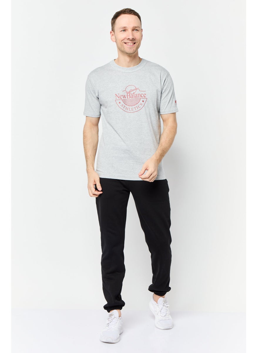 New Balance Men Relaxed Fit Short Sleeve Outdoor T-Shirts, Grey  - Image 4