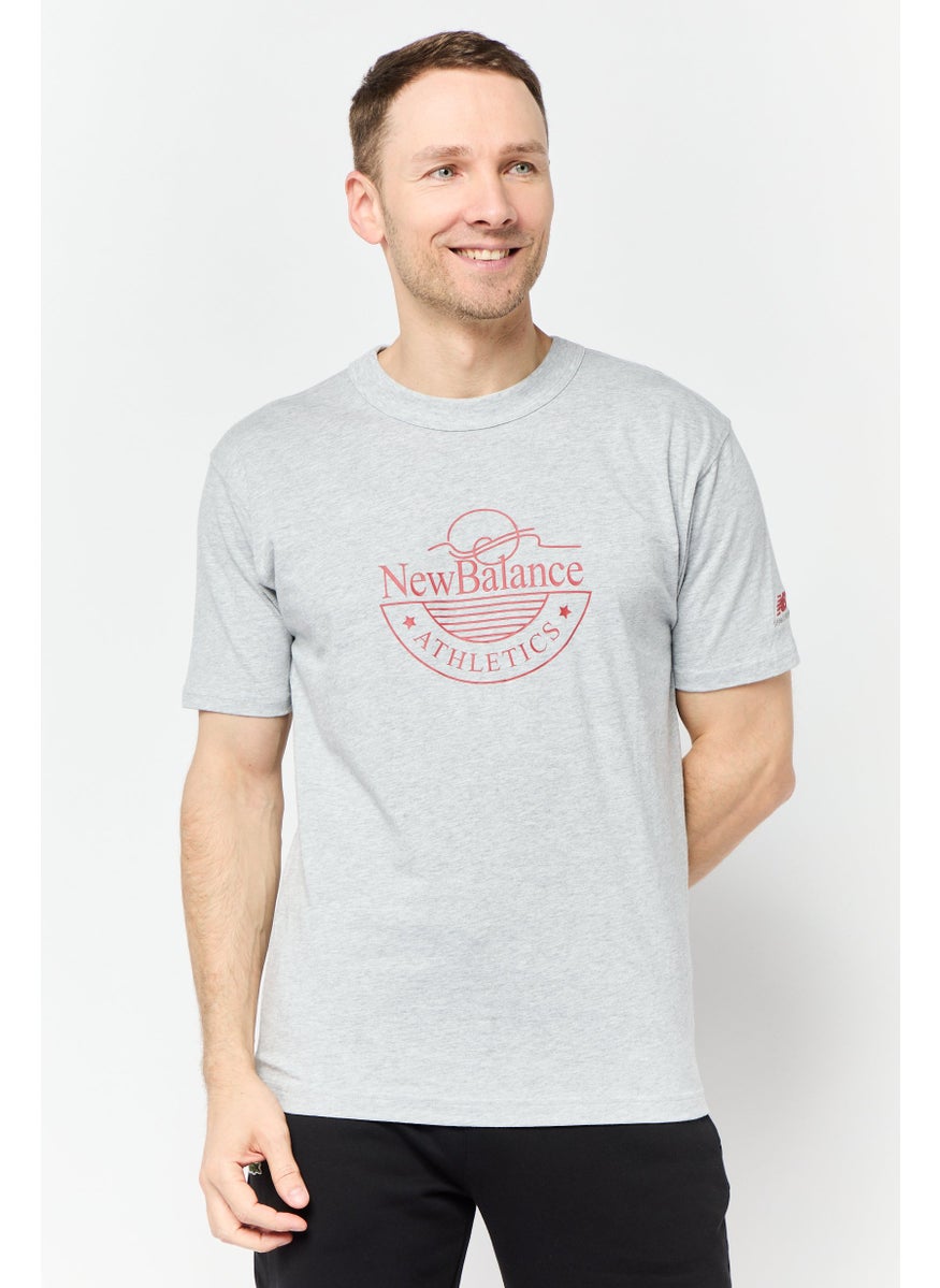 New Balance Men Relaxed Fit Short Sleeve Outdoor T-Shirts, Grey  - Image 1