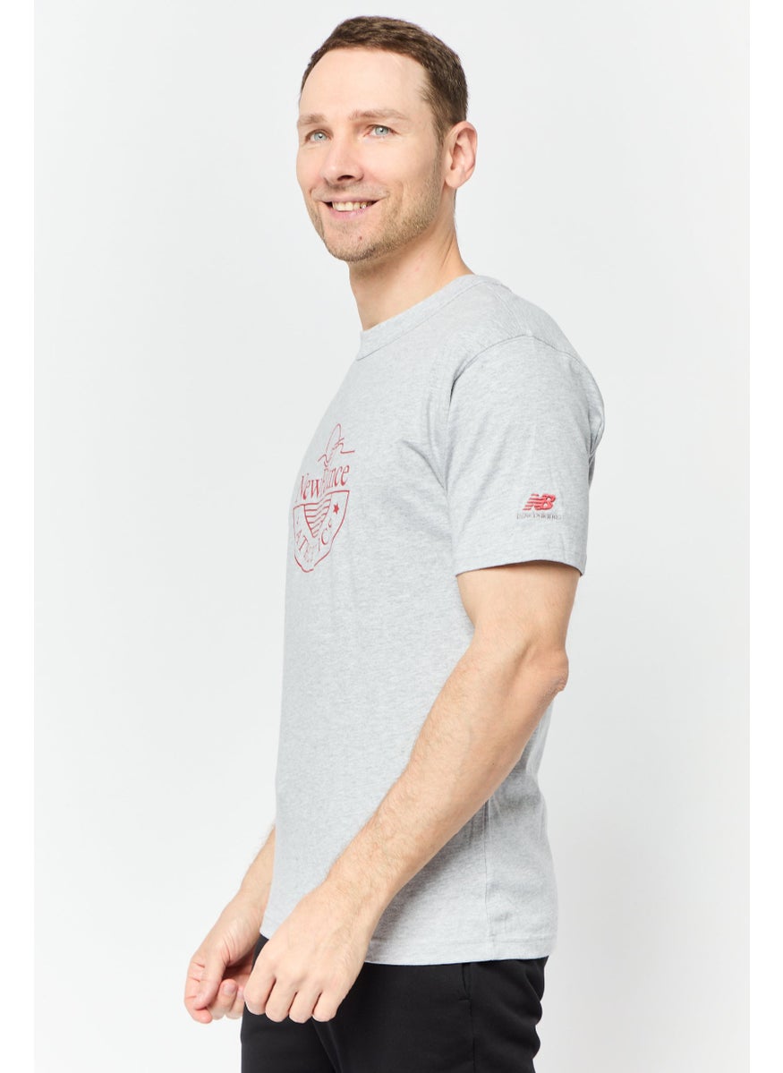 New Balance Men Relaxed Fit Short Sleeve Outdoor T-Shirts, Grey  - Image 3