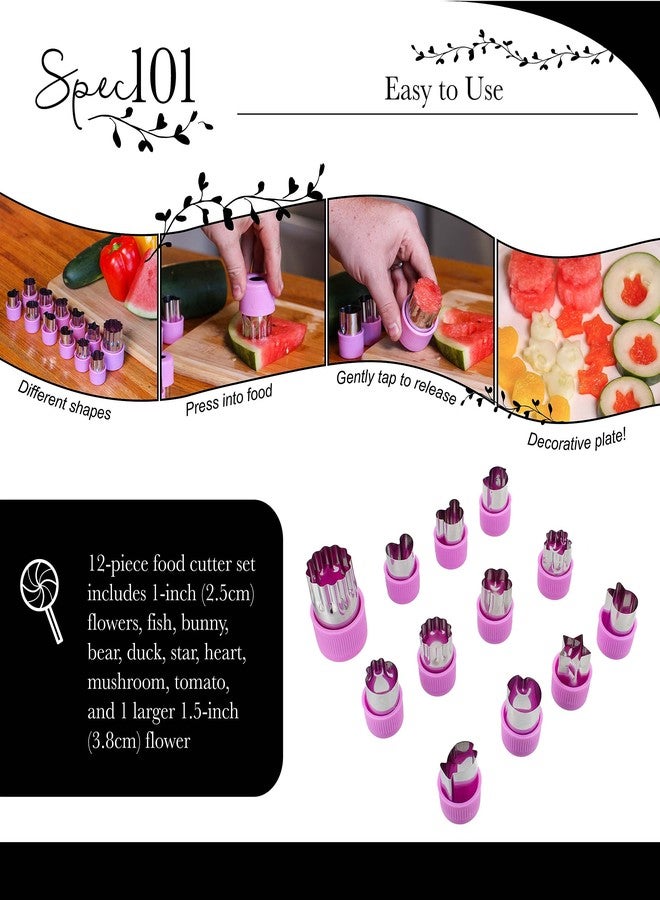 Spec101 Vegetable Chopper - 12pc Mini Food Chopper with Flower, Animal, and Shape Fruit Cutter Pieces for Treats - Image 5