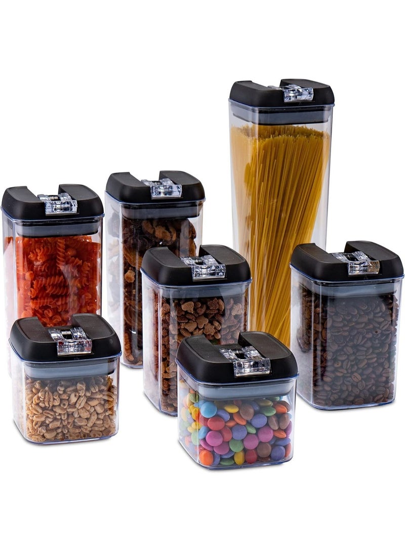 Perfect Container Set 7-Piece Jumbo Set Containers for legumes, spices, and snacks Clear acrylic with airtight lids Vacuum press clips - Image 1