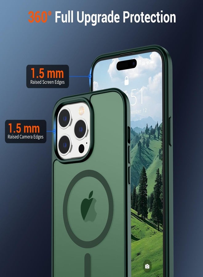 استلق جراب SUPFINE المغناطيسي لهاتف iPhone 14 Pro Max (متوافق مع MagSafe) (حماية فائقة ضد السقوط بمعايير عسكرية) جراب نحيف شفاف غير لامع مقاوم للصدمات ومضاد لبصمات الأصابع، لون أخضر غابي - Image 4