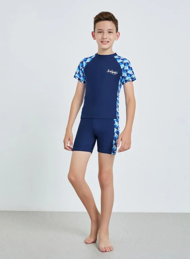 Styli Teen Boys Printed Swim Top and Shorts Set