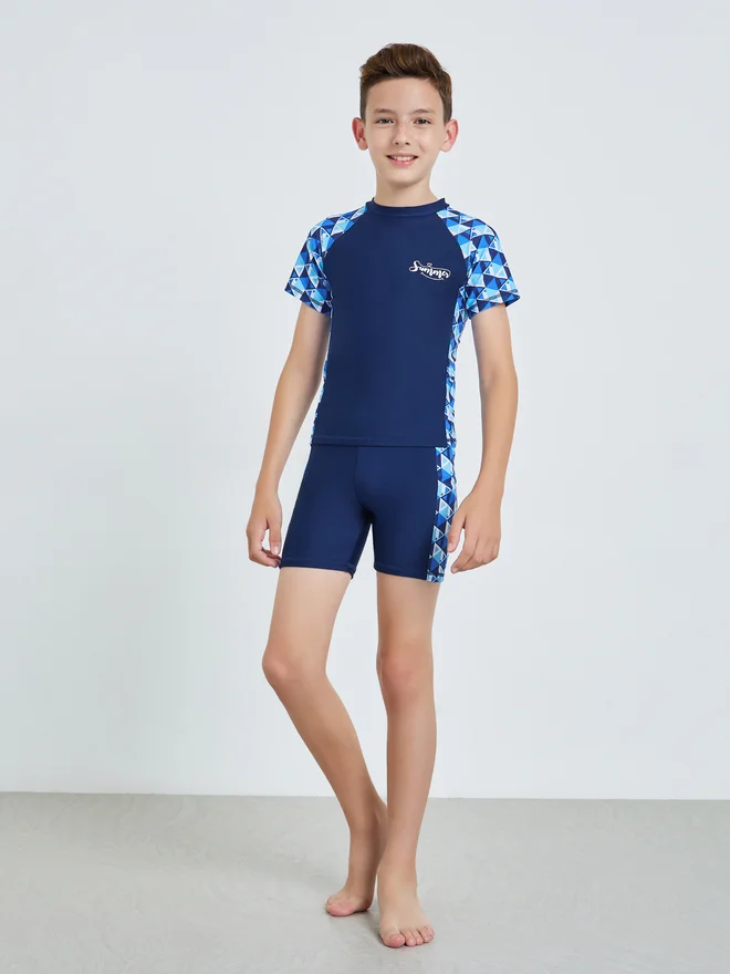 Styli Styli Teen Boys Printed Swim Top and Shorts Set
