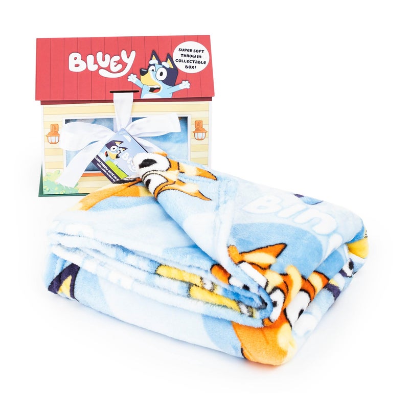 Jay Franco Jay Franco Bluey & Bingo Throw Blanket with Playhouse Gift Box - Plush Throw Measures 46 x 60 Inches - Kids Super Soft Special Edition Fleece Bedding  - Image 2