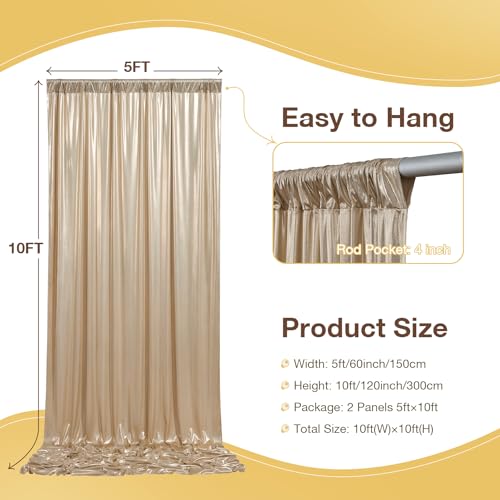 NSSONBEN 10x10 ft Wrinkle Free Champagne Sequin Backdrop Curtain for Parties,Thick Not Fall-Off Glitter Backdrop Drapes,2 Panels 5x10ft Shimmer Photo Back Drop Cloth for Wedding Birthday Photography Background - Image 4