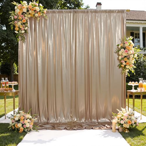 NSSONBEN 10x10 ft Wrinkle Free Champagne Sequin Backdrop Curtain for Parties,Thick Not Fall-Off Glitter Backdrop Drapes,2 Panels 5x10ft Shimmer Photo Back Drop Cloth for Wedding Birthday Photography Background - Image 1