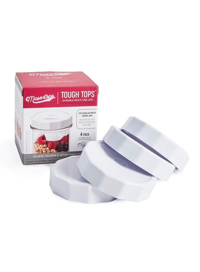 Masontops Tough Tops - Regular Mouth Mason Jar Lid - White - BPA-Free Plastic Screw Caps - Durable Reusable Jar Covers - Image 1