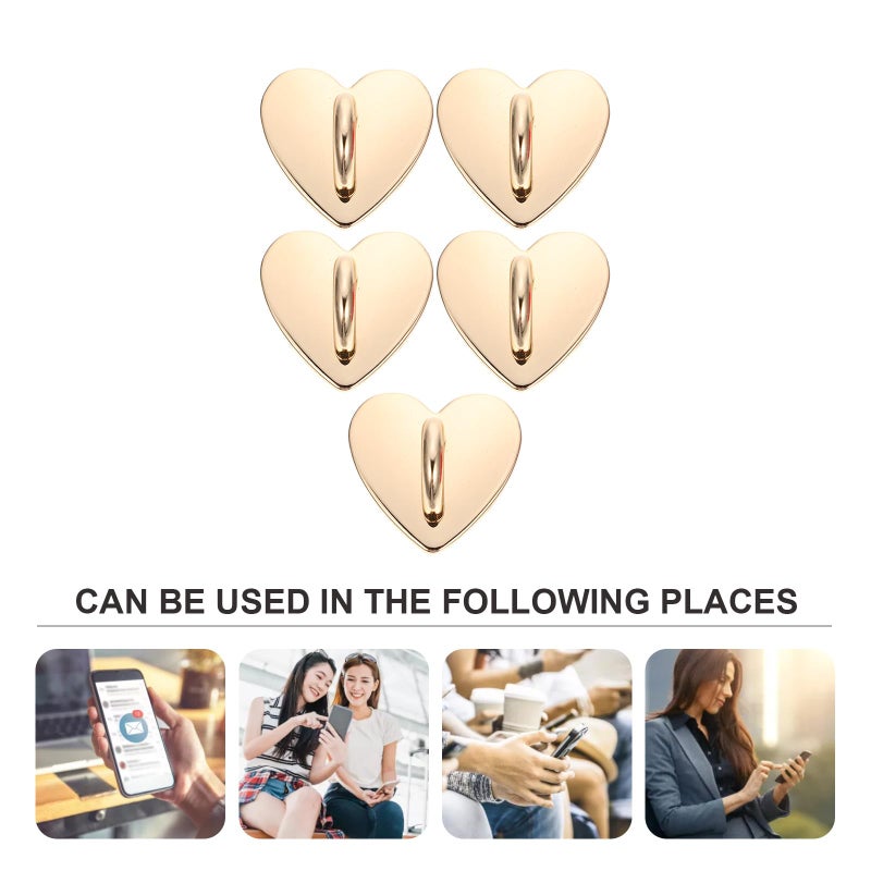 5Pcs Yellow Peach Heart Shaped Metal Phone Ring Holder Grip Stand For Mobile - Image 5