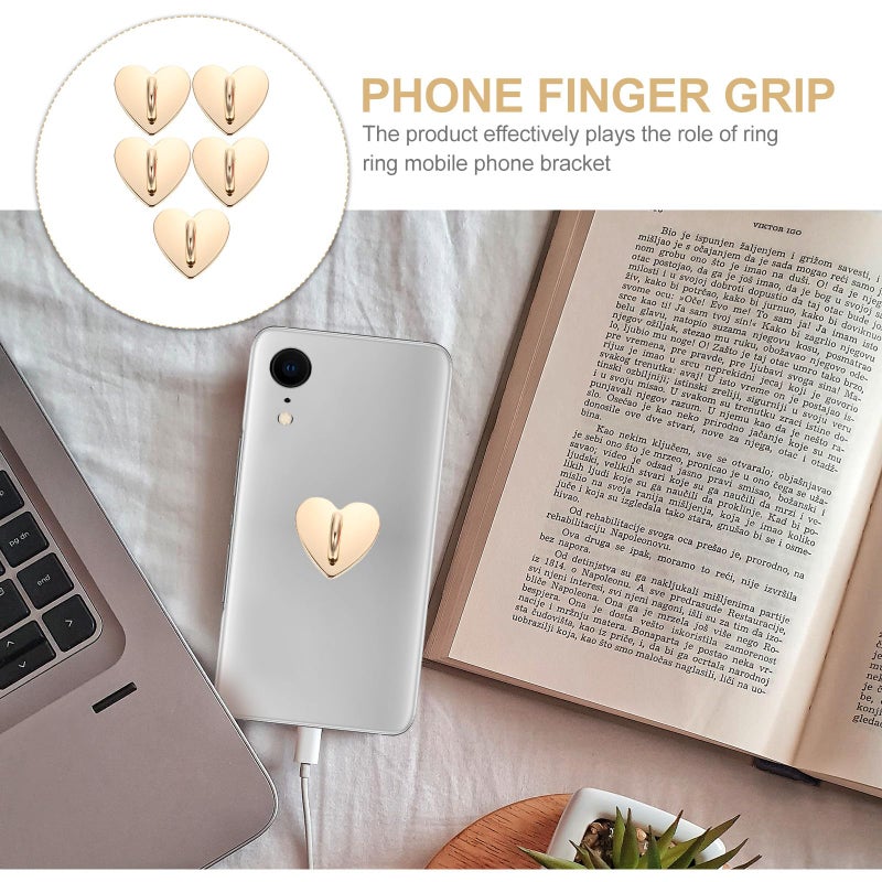 5Pcs Yellow Peach Heart Shaped Metal Phone Ring Holder Grip Stand For Mobile - Image 4