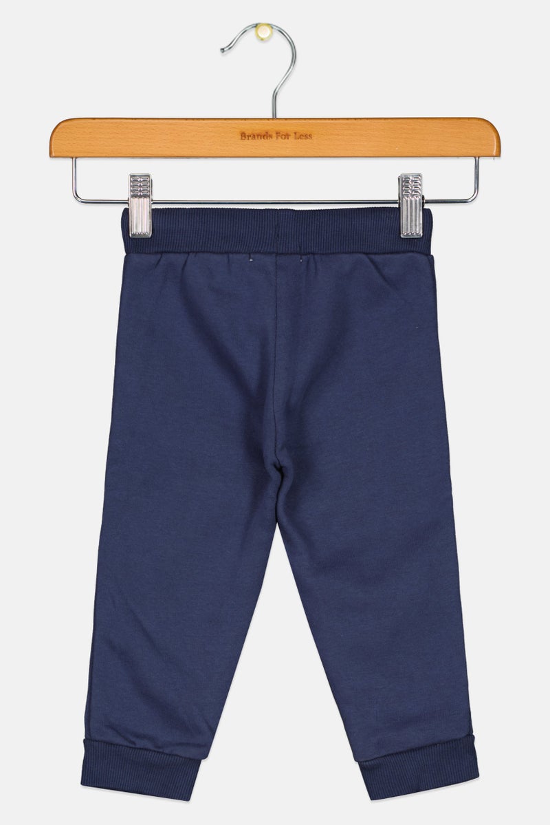 Fox Toddlers Boy Solid Drawstring Sweatpants, Navy - Image 2