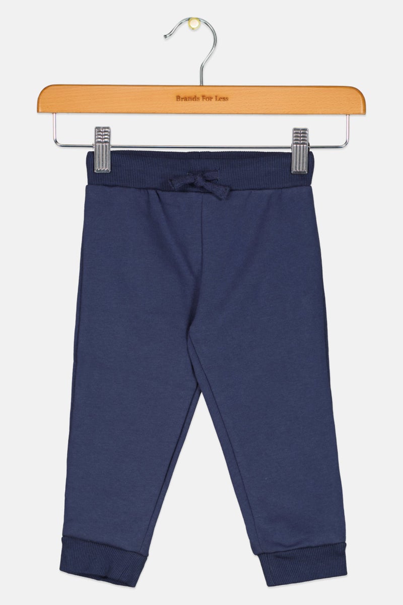 Fox Toddlers Boy Solid Drawstring Sweatpants, Navy - Image 1