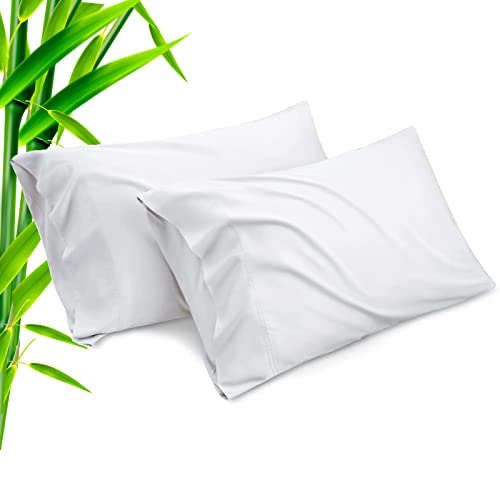 TELUS White Pillow Cases King Size 2 Pack Bamboo Rayon Cooling Pillowcases with Envelope Closure Cool  Breathable Pillow Cover for Hot Sleepers and Night Sweats 20x40 inches