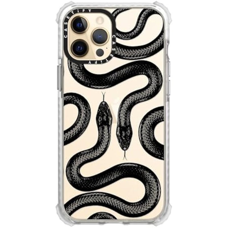 Casetify Ultra Impact iPhone 12 Pro Max Case 【9.8ft Drop Protection】 - Black Kingsnake - Clear Frost - Image 3